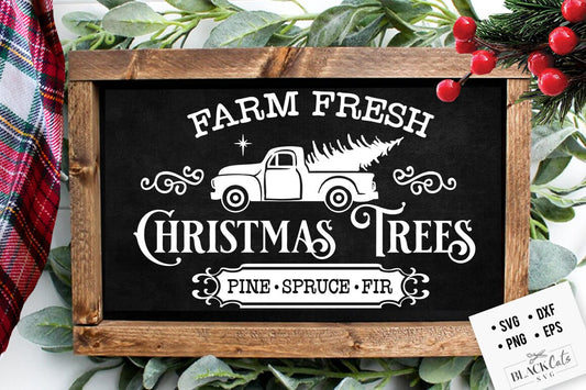 Farm fresh Christmas tress svg, Christmas trees svg, Farmhouse Christmas svg, Cut and carry svg, Vintage Christmas svg,  farmhouse