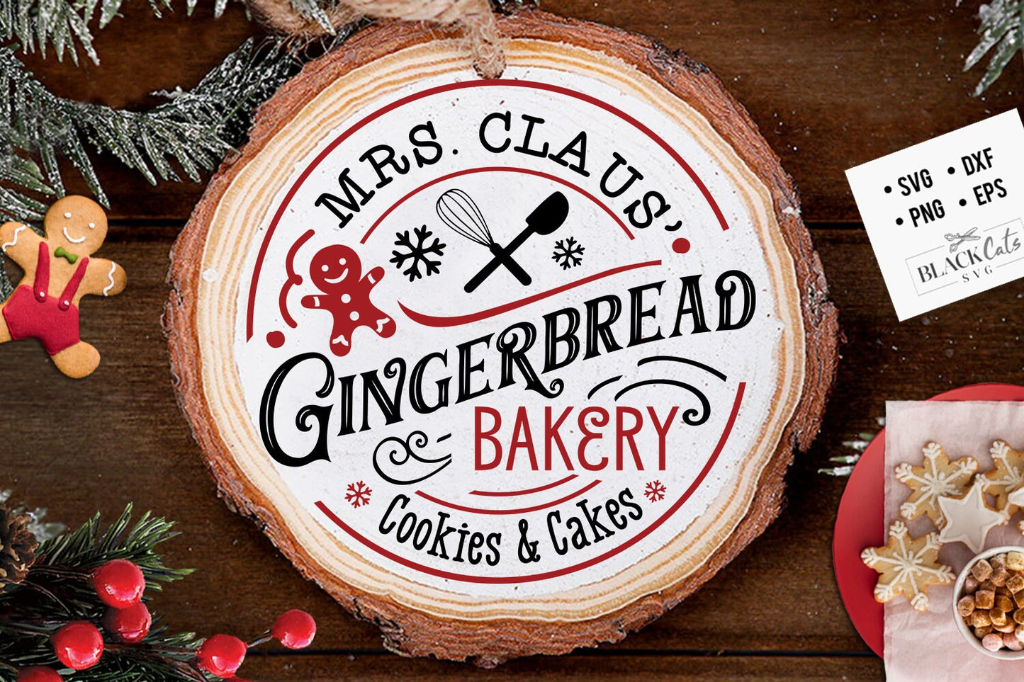 Gingerbread bakery svg, Round ornament svg, Christmas bakery svg, Gingerbread svg, Christmas baking svg, Mrs Claus svg, Farmhouse Christmas