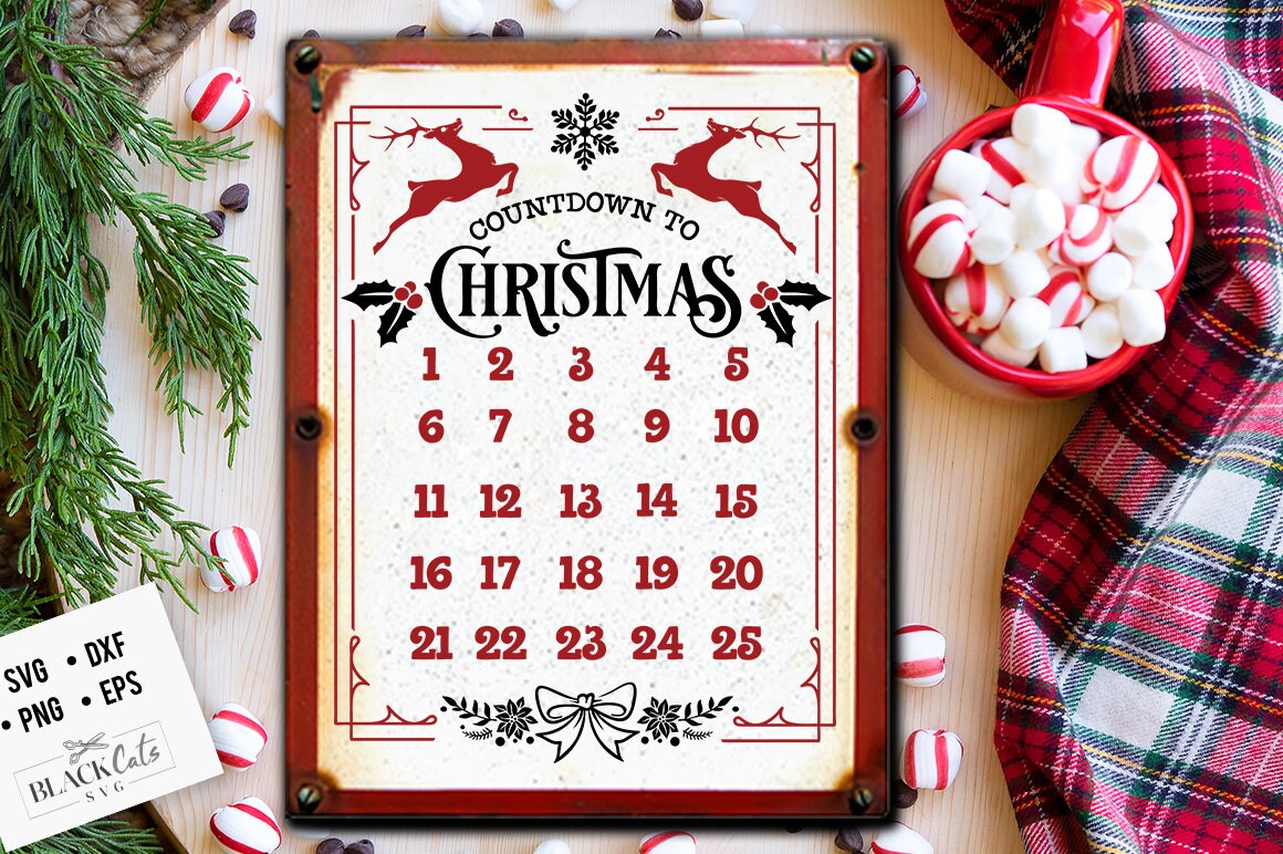 Christmas countdown svg, Days untill Christmas svg, Farmhouse Christmas svg, Vintage Christmas svg