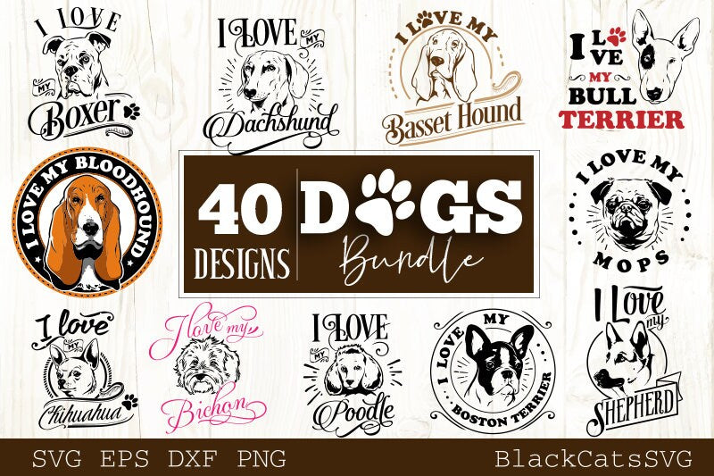 Dogs SVG bundle 40 designs