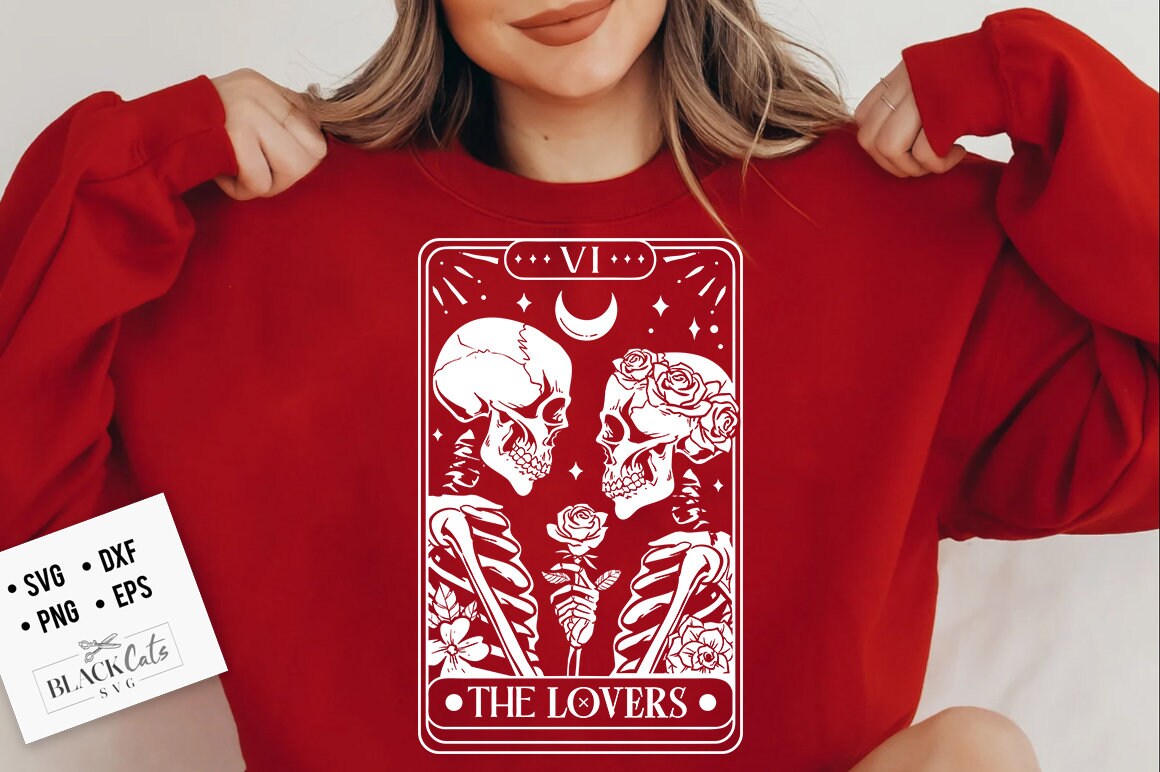 The Lovers tarot card SVG, The lovers svg, The Lovers SVG, Skeleton Love Tarot Card SVG, Skeletons love Valentine svg