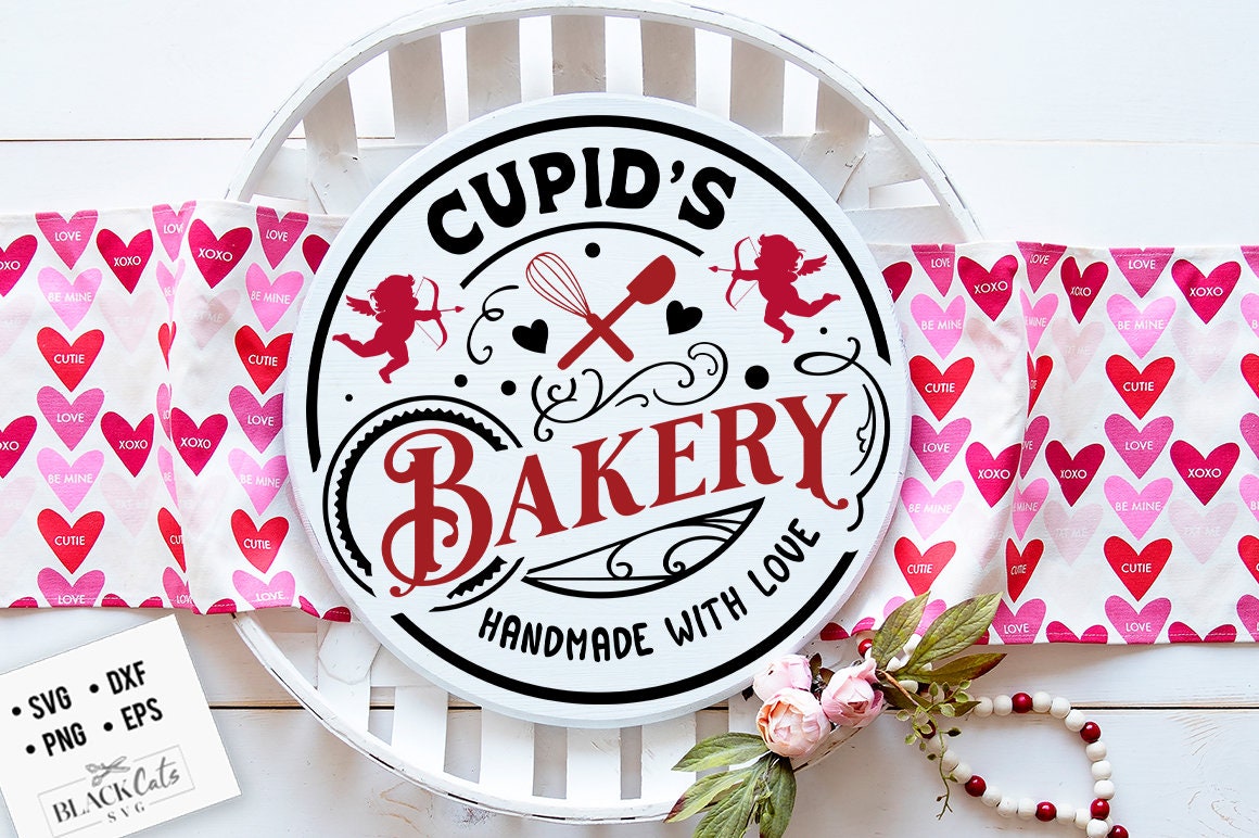 Cupid's Bakery SVG, Farmhouse Valentine svg, Cupid's Bakery, Cupid's Round label svg, Love potion svg, Premium Love Potions svg
