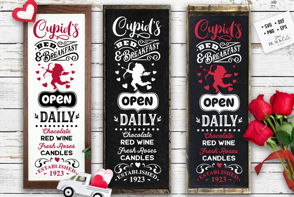 Cupid's Bed and Breakfast SVG, Farmhouse Valentine svg, Valentine's day porch sign svg, Cupid's Farmhouse SVG, Cupid svg