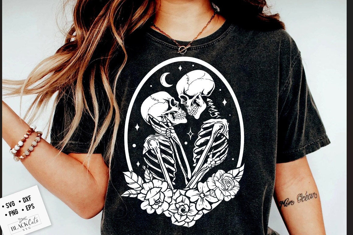The Lovers SVG, The Lovers floral frame svg, Skeleton lovers svg, Valentine skeletons svg, floral skeleton svg