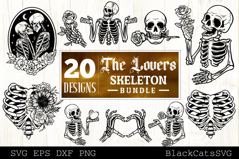 The Lovers Bundle SVG, The Lovers tarot card svg, Skeleton lovers svg, Valentine skeletons svg, Tarot card svg