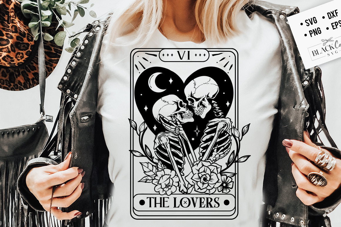 The Lovers tarot card SVG, The lovers svg, The Lovers SVG, Skeleton Love Tarot Card SVG, Skeleton love Valentine svg