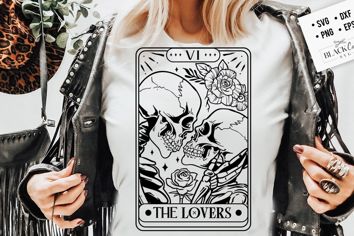 The Lovers SVG, The Lovers tarot card svg, Skeleton lovers svg, Valentine skeletons svg, Tarot card svg