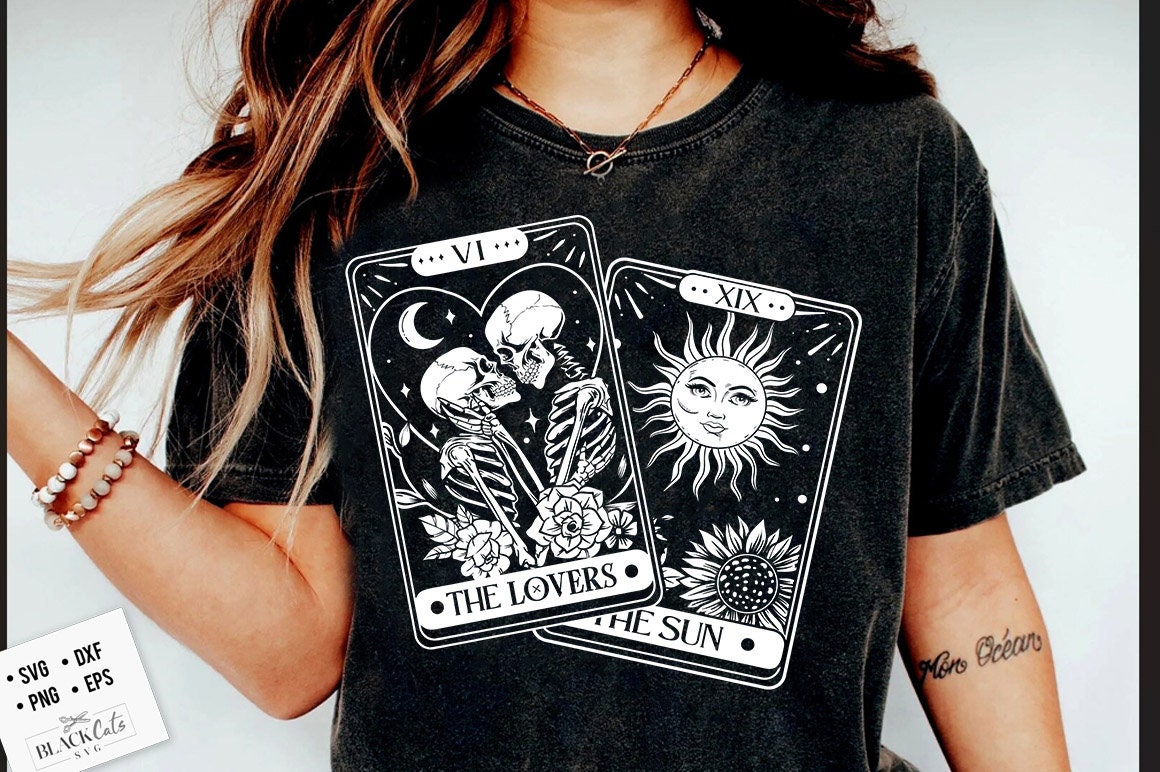 The Lovers SVG, The Lovers tarot card svg, Skeleton lovers svg, Valentine skeletons svg, Tarot card svg, the sun tarot card svg