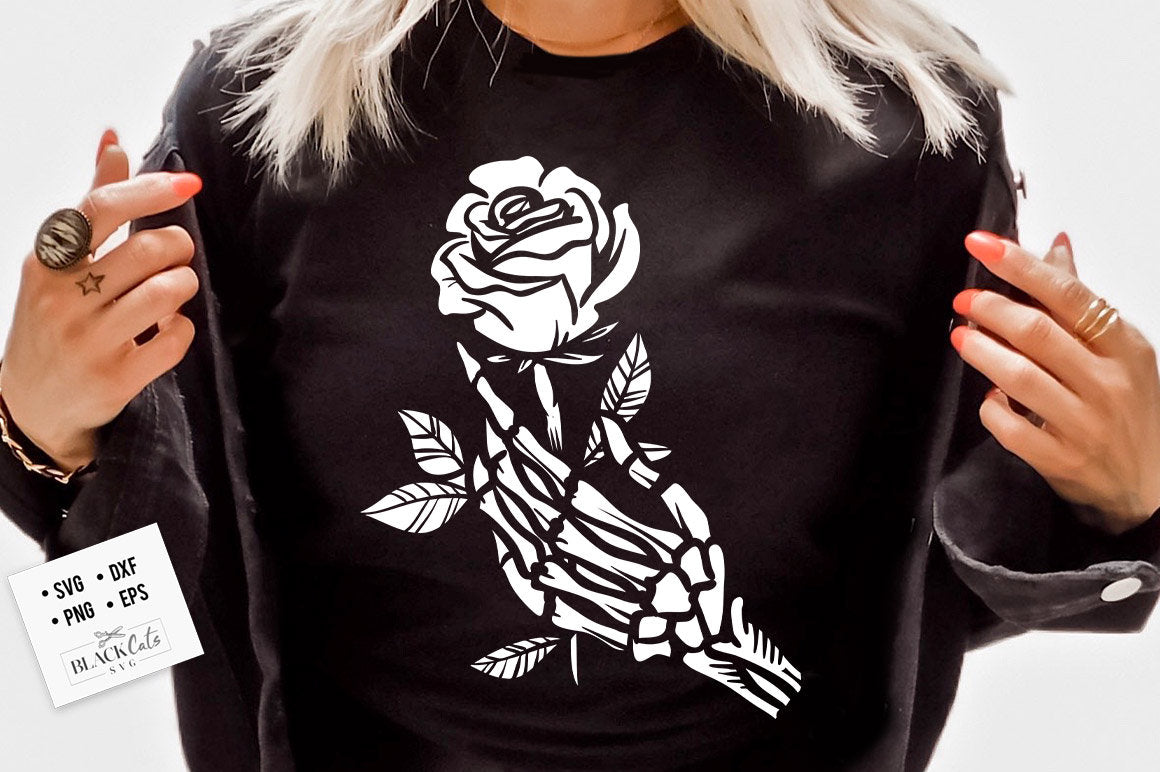 Skull hand and rose SVG, Skeleton Valentines Day svg, Skeleton valentine's day SVG, valentine's day skeleton SVG, Romantic skeleton svg