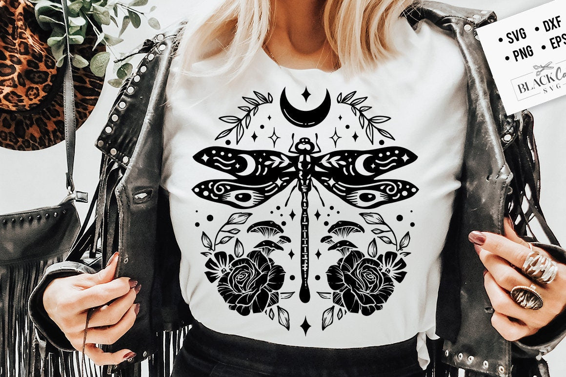Boho Dragonfly svg, Scandinavian svg, Botanical svg, Folk Art T-svg, Boho svg, Boho illustration svg, Magic Illustration svg