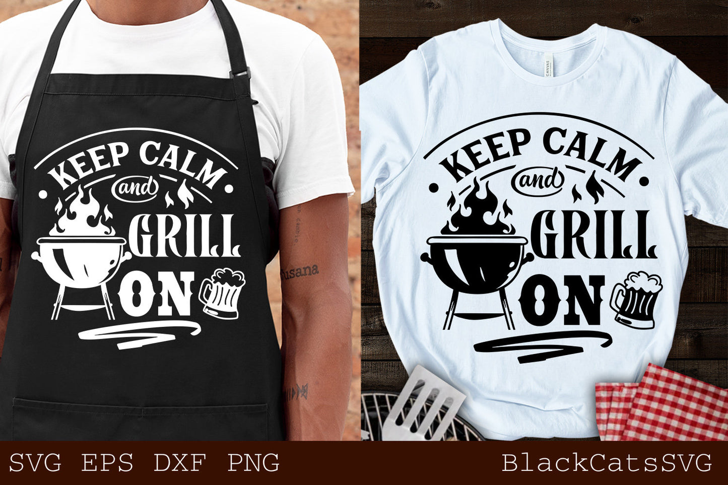 Keep calm and grill on svg, Barbecue svg, Grilling svg, Dad's Bar and Grill svg, Father's day gift svg, BBQ Cut File, Funny Apron svg