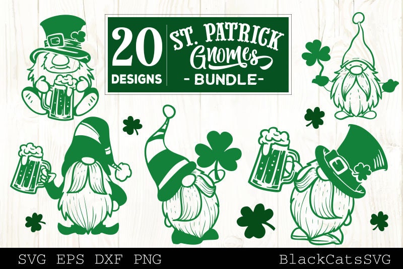 Patrick Gnomes Bundle svg, St Patricks Gnomes svg, St Patrick SVG, Gnomes clipart svg, Gnomes Illustrations