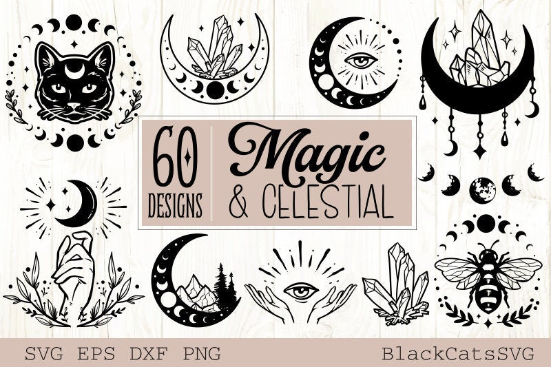 Magic 150 designs Mega Bundle Magic and Celestial SVG bundle