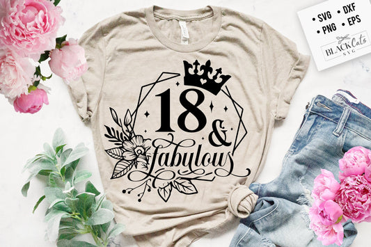 18 and fabulous SVG, 18th Birthday, 18 Fabulous Cut File, 18th Birthday Gift Svg, 18 and fabulous gold svg