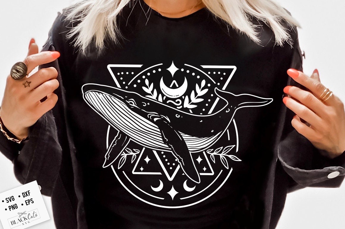 Celestial Whale Svg, Mystical Humpback whale svg, Boho whale svg, Magic whale svg, Magic illustration svg, Boho svg, Boho illustration svg