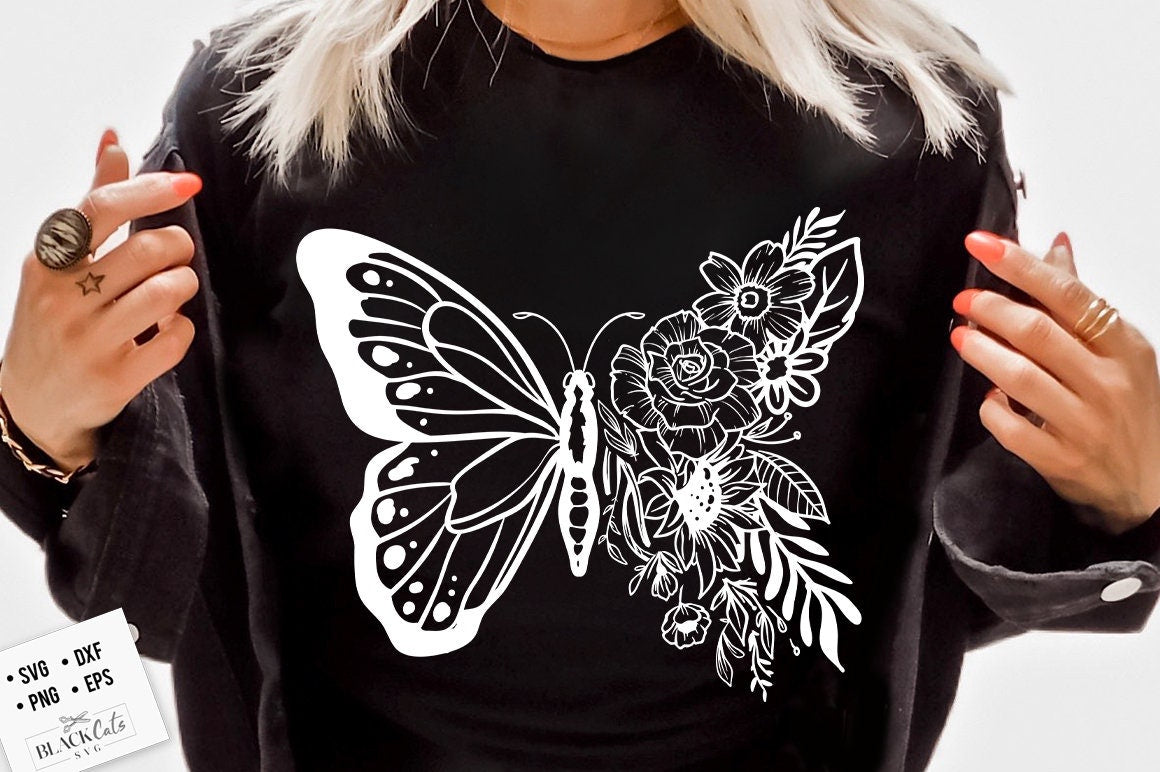 Floral butterfly svg, Floral butterfly cut file svg, Floral Butterfly Illustration svg