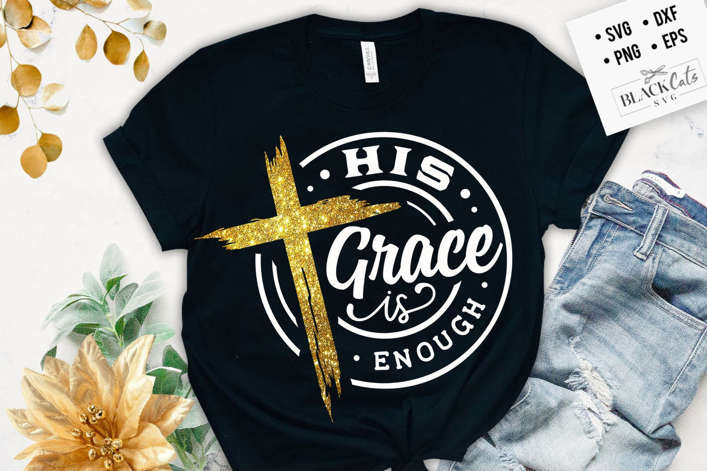 His grace is enough svg, prayer svg, Faith svg, Pray svg, Christian cross svg, Bible verse svg