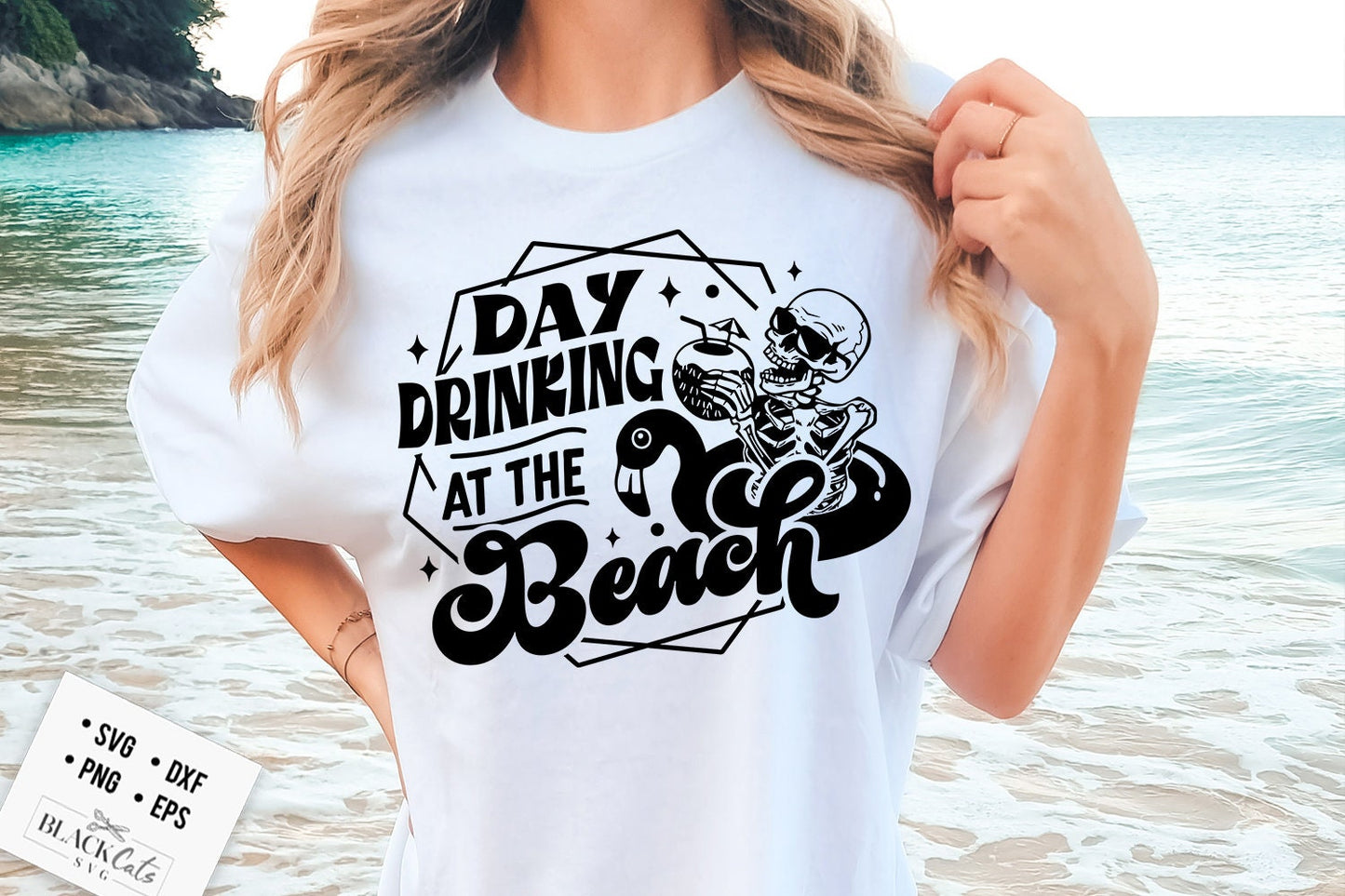 Retro summer svg, Day drinking at the beach svg, Retro skull svg, Groovy summer svg, groovy beach svg