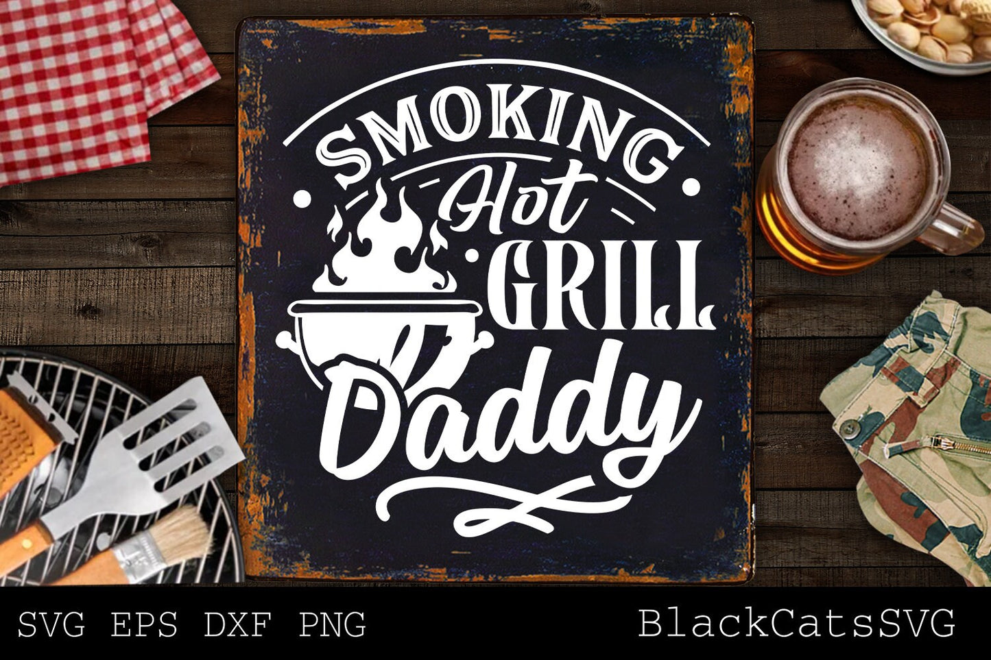 Smoking hot grill daddy svg, Grilling svg, BBQ Svg, Dad's Bar and Grill svg, Father's day gift svg, BBQ Cut File, Funny Apron svg