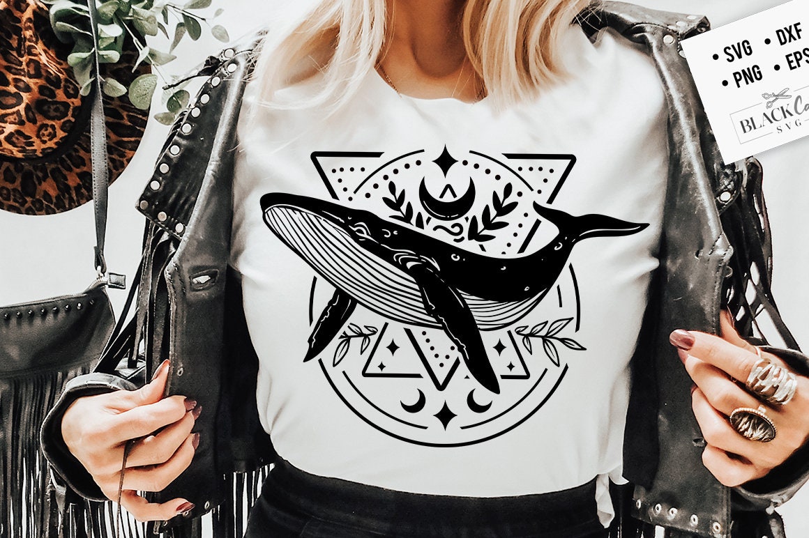 Celestial Whale Svg, Mystical Humpback whale svg, Boho whale svg, Magic whale svg, Magic illustration svg, Boho svg, Boho illustration svg