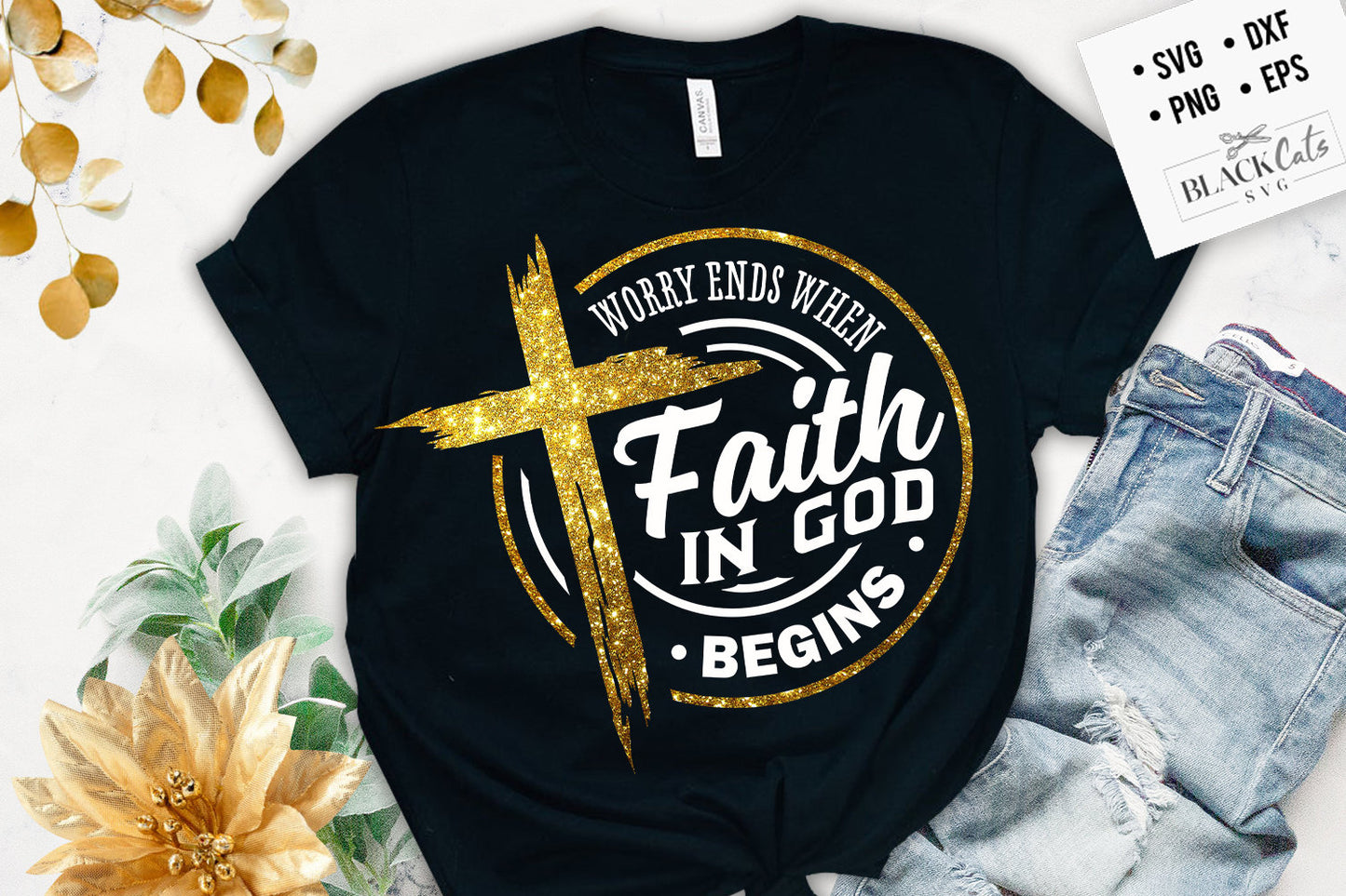 Worry ends when faith in God begins svg, prayer svg, Faith svg, Pray svg, Christian cross svg, Bible verse svg