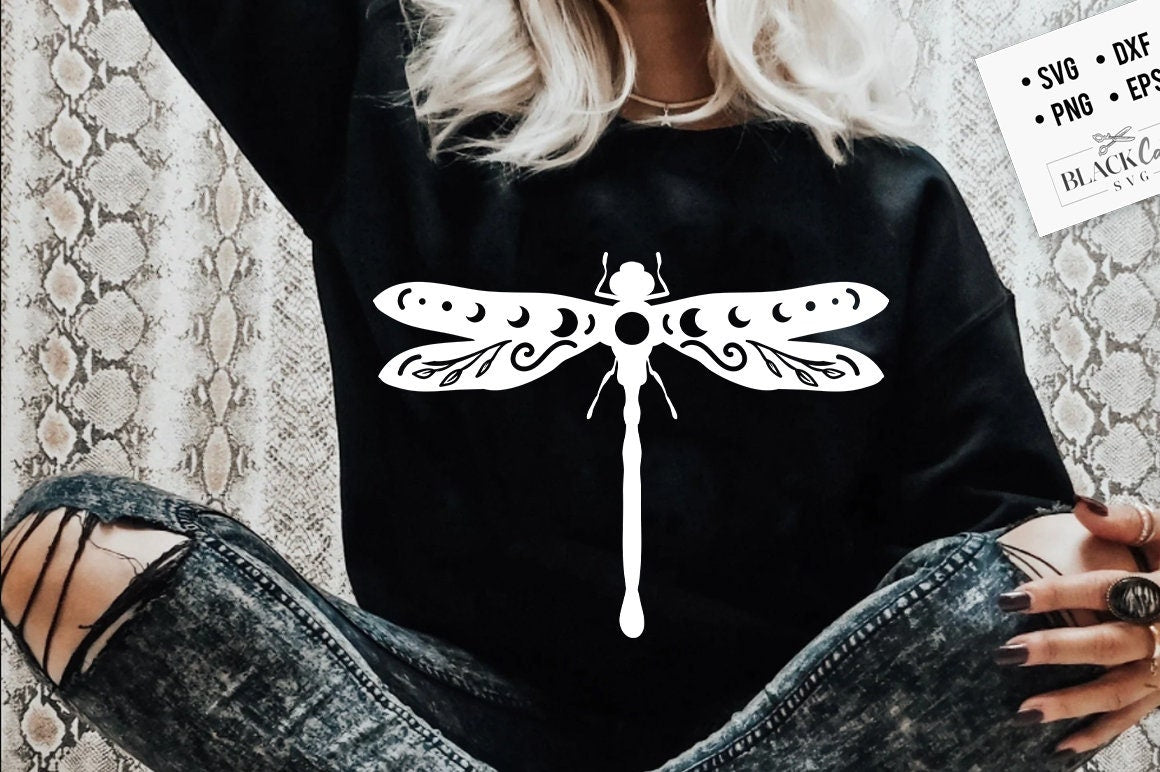 Dragonfly svg, Moon dragonfly svg, Magic dragonfly SVG, Magic illustration svg, Boho illustration svg