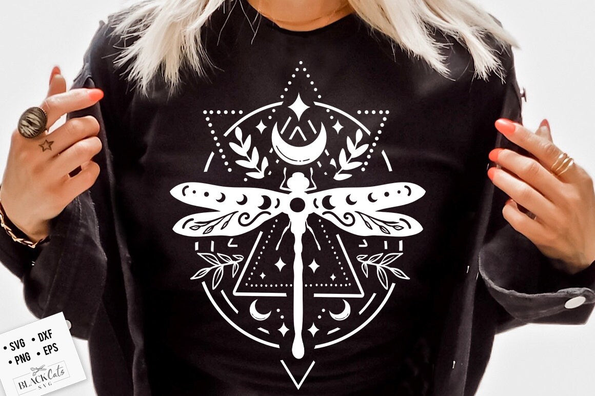 Magic Dragonfly svg, Geometric dragonfly SVG, Moon dragonfly svg, Magic dragonfly SVG, Magic illustration svg, Boho illustration svg