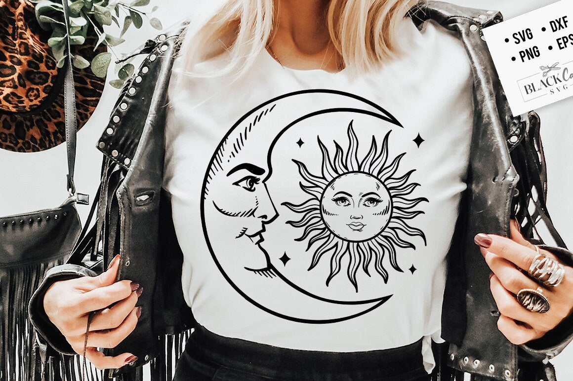 Sun and moon SVG, Magic illustration svg, Moon svg, Witchcraft svg, Boho svg, Boho illustration svg, Magic Illustration svg, Witchy vibes