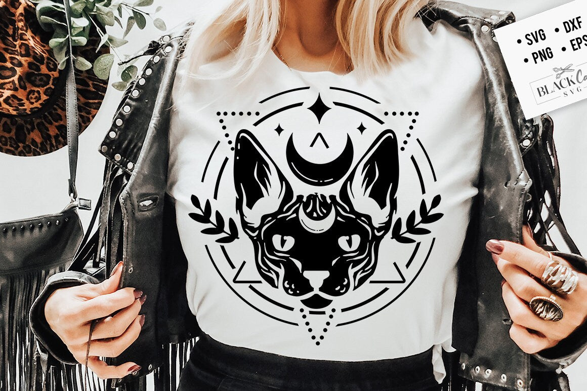 Magic cat svg, Cat skull svg, sphynx cat svg, Moon phases SVG, Cat SVG, Magic illustration svg, Moon cat svg, Magic Illustration svg,
