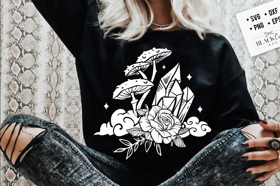 Magic mushrooms svg, Mushrooms and flowers svg, Floral mushroom svg, Mushrooms svg, Magic illustration svg