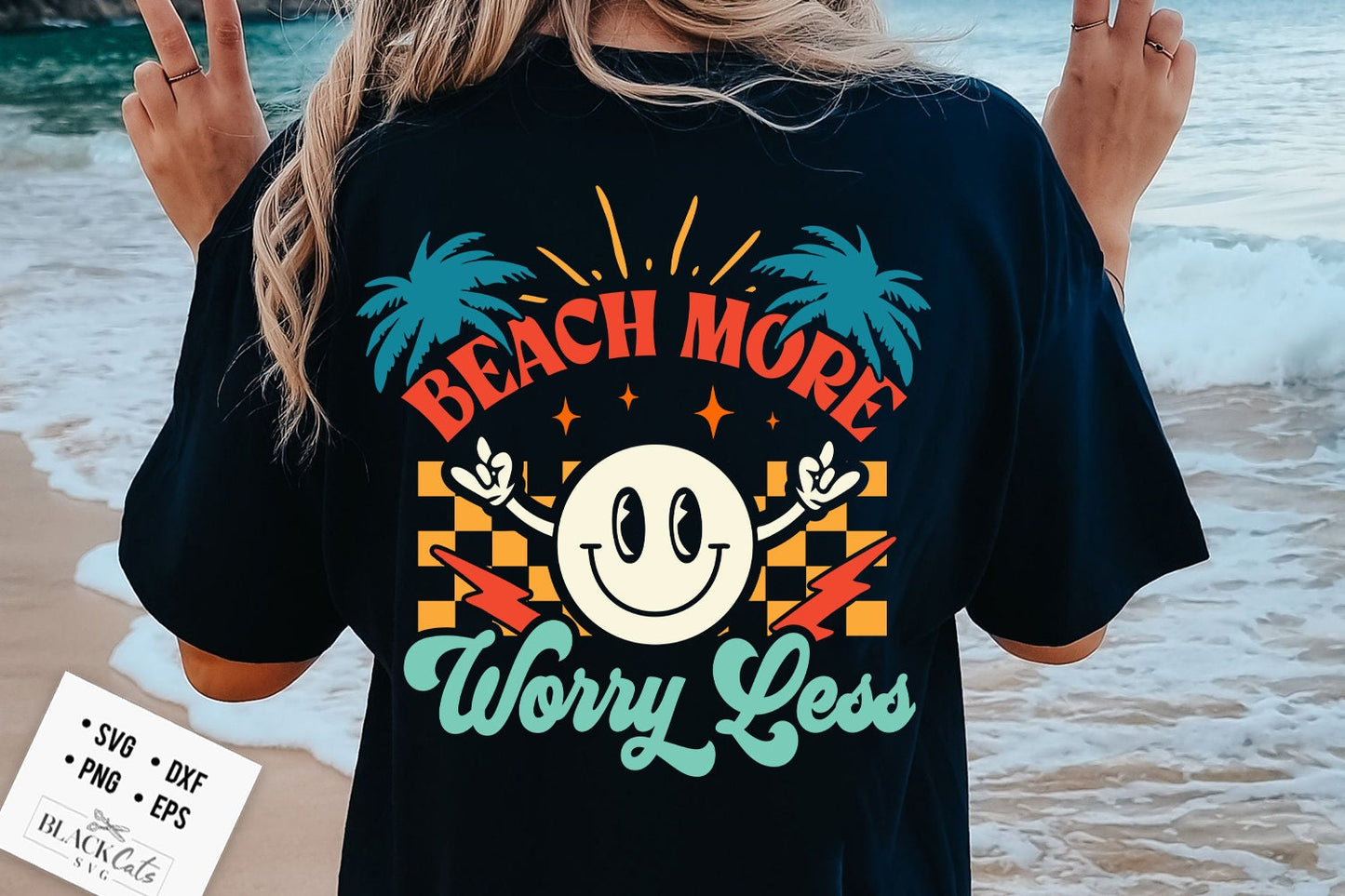 Retro summer svg, Beach more worry less svg, Groovy summer svg, groovy beach svg, Retro beach svg