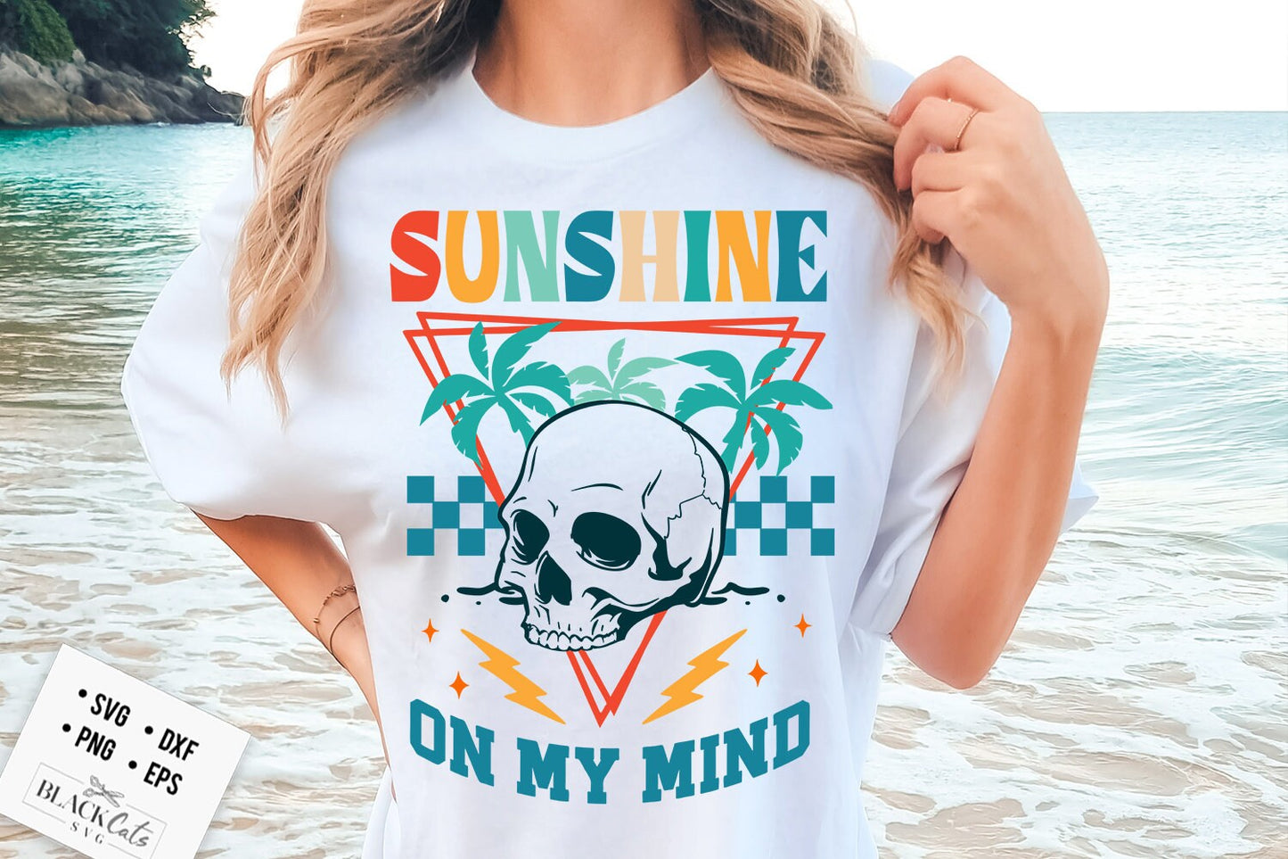 Retro summer svg, Sunshine on my mind svg, Groovy summer svg, groovy beach svg, Retro beach svg
