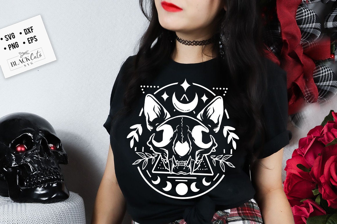 Cat skull svg, sphynx cat svg, Moon phases SVG, Cat SVG, Magic cat svg, Magic illustration svg, Moon cat svg, Magic Illustration svg,
