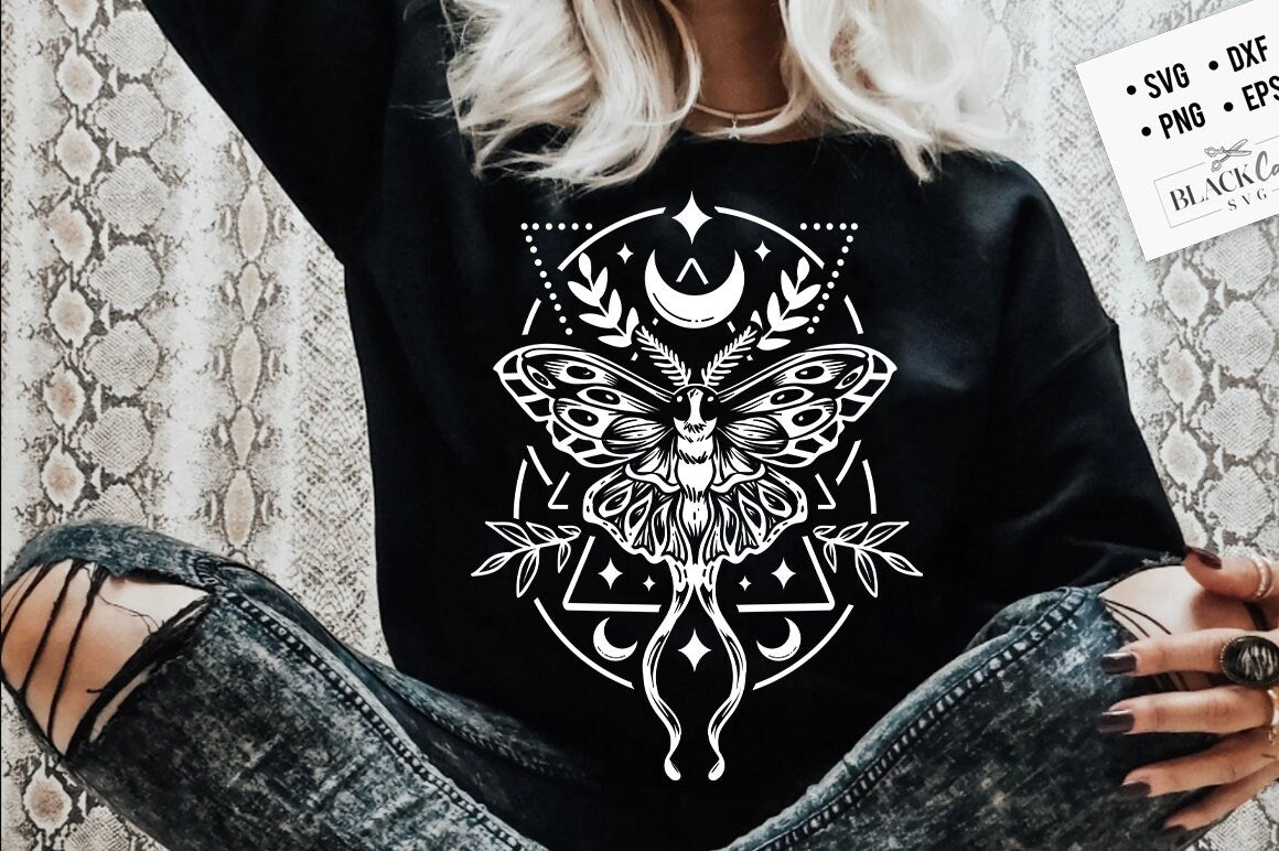 Celestial moth svg, Geometric moth svg, Boho moth SVG, Moth svg, Moon moth svg, Magic illustration svg