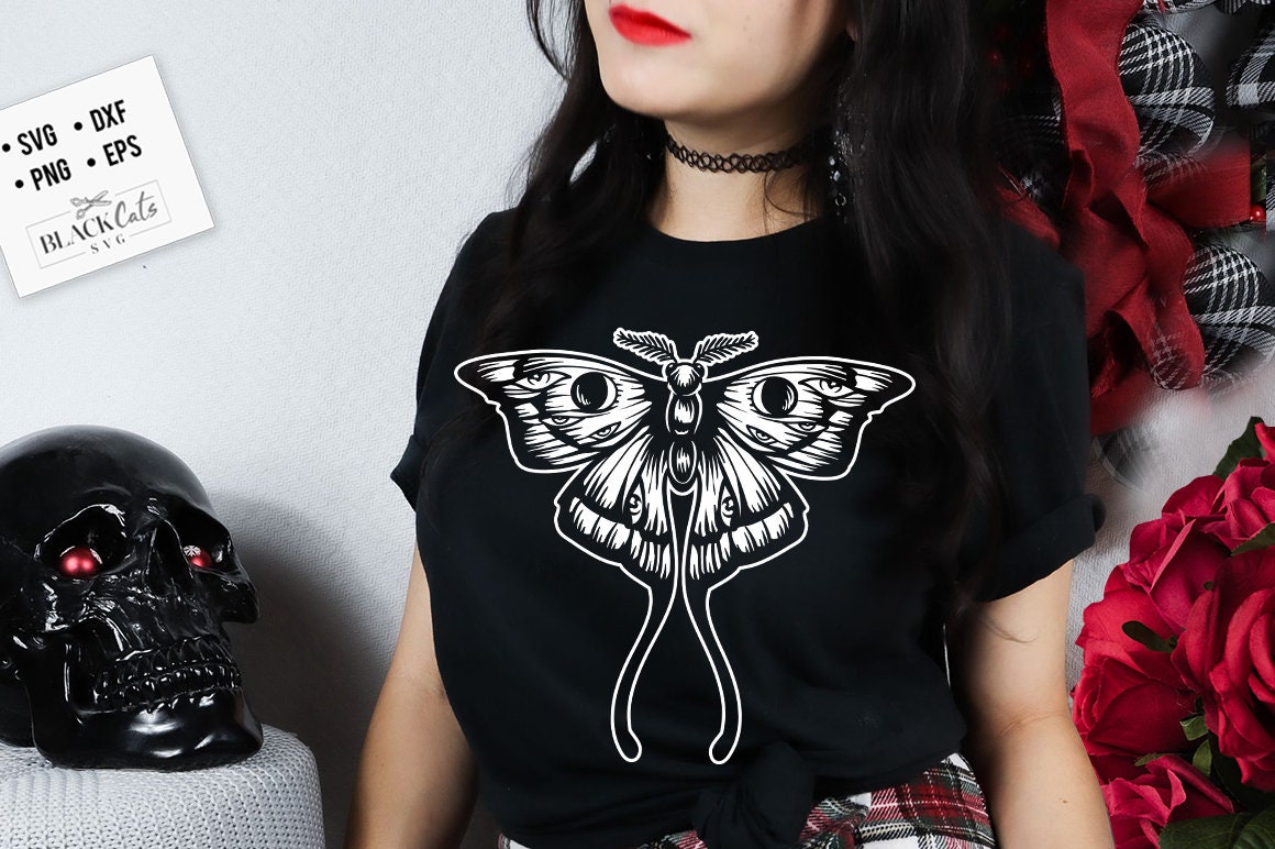 Boho moth SVG, Moth svg, Moon moth svg, Magic moth svg, Magic illustration svg, Witchcraft svg, Boho svg, Boho illustration svg