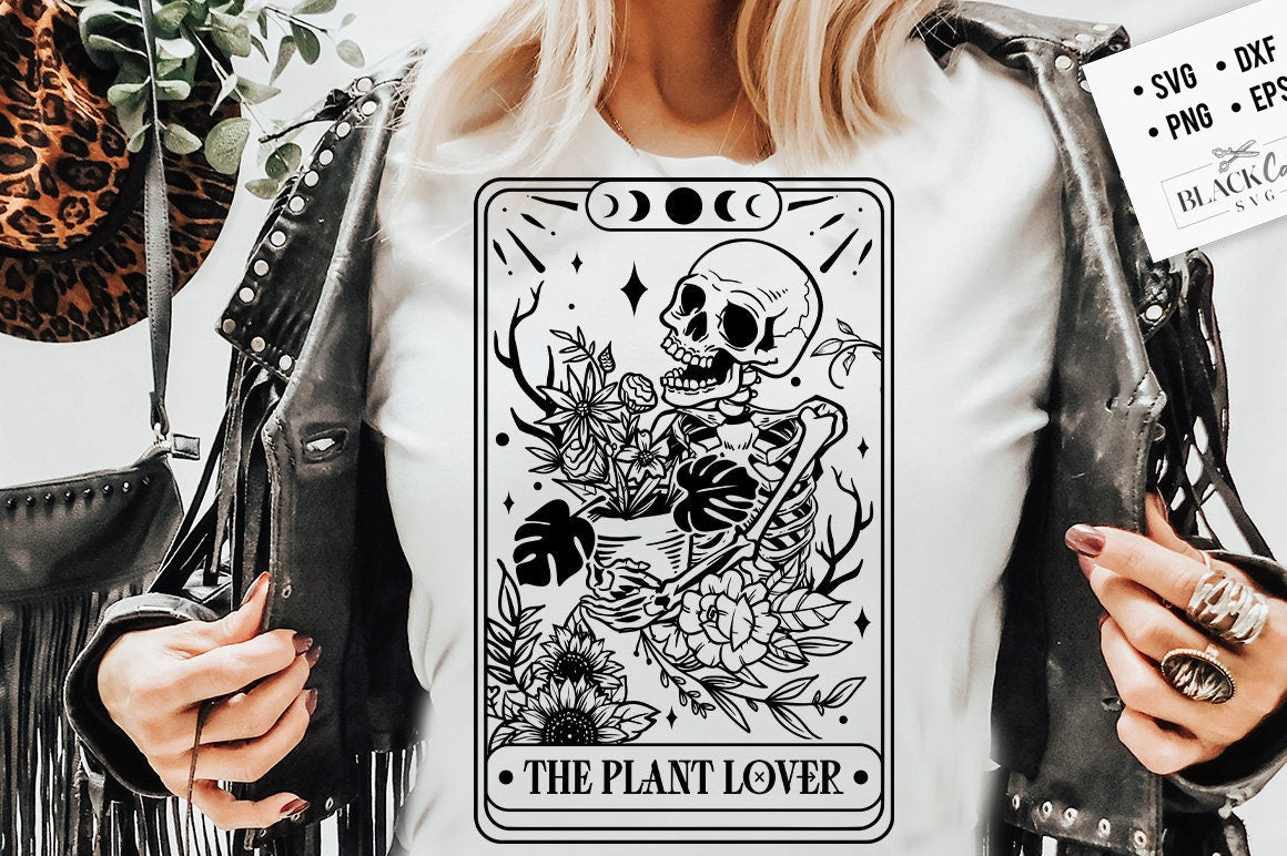 The plant lover SVG, Gardener tarot card svg, Plant lover tarot svg, Skeleton plants svg, Garden svg, The gardener svg, plants svg