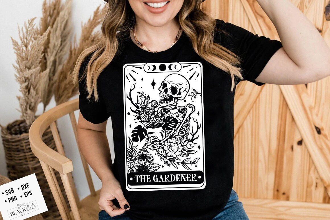 Gardener tarot card svg, The plant lover SVG, Plant lover tarot svg, Skeleton plants svg, Garden svg, The gardener svg, plants svg