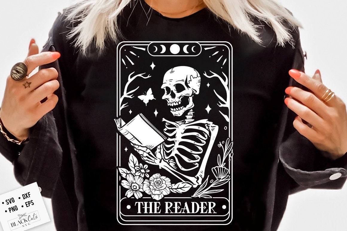 The reader tarot card SVG, Skeleton reading svg, The reader svg, Book lover svg, Reading svg, Booktrovert svg,Reader Svg, funny book svg