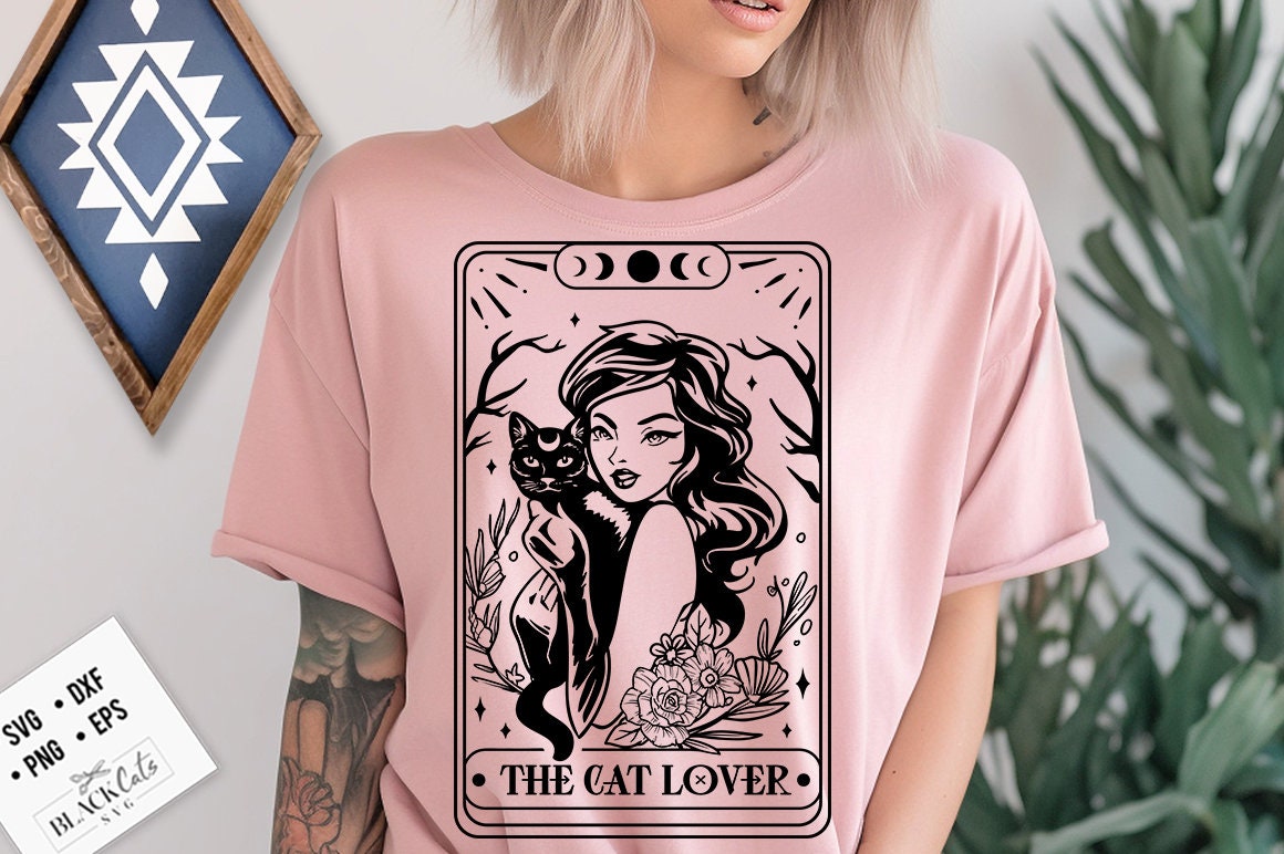 The cat lover tarot SVG, Cat lover svg, Cat tarot svg, Tarot card svg, cat tarot card svg, Black cat tarot svg