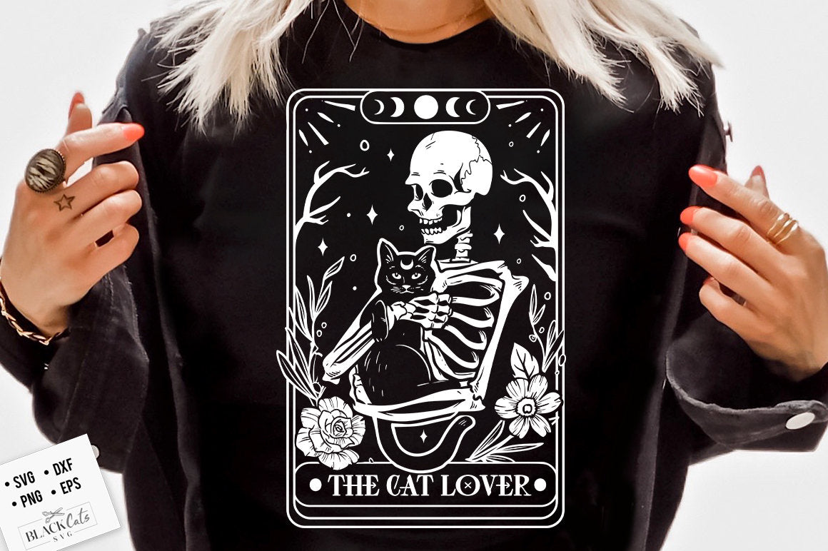 The cat lover tarot SVG, Cat lover svg, Skeleton and cat svg, Cat tarot svg, Tarot card svg, cat tarot card svg, Black cat tarot svg