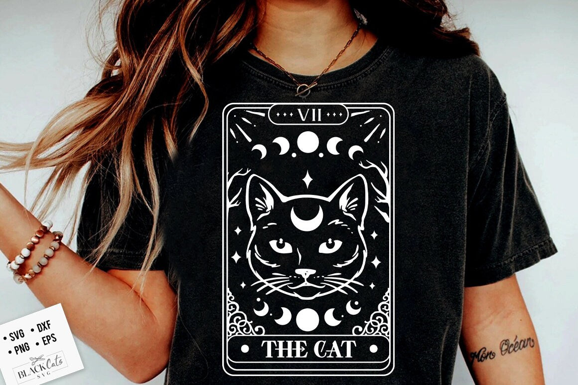 The cat tarot SVG, Cat lover svg, Cat tarot svg, Tarot card svg, cat tarot card svg, Black cat tarot svg