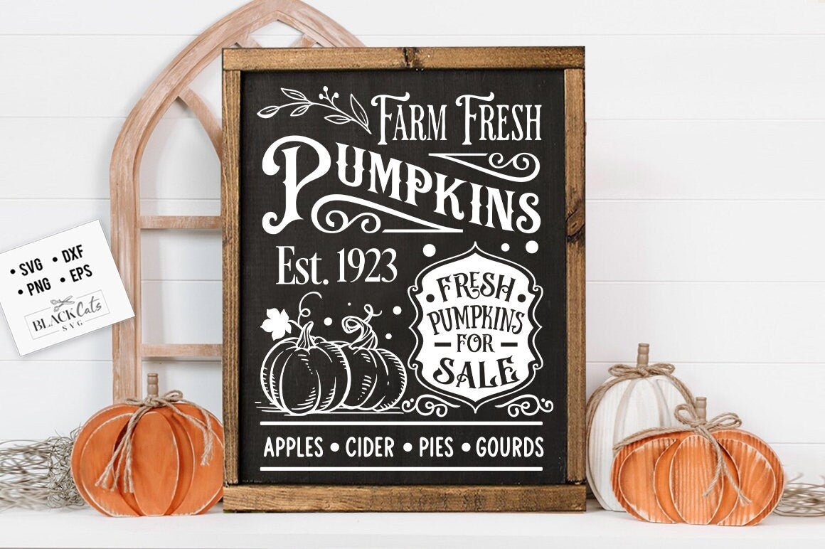 Farm fresh pumpkins svg, Farmhouse autumn svg, farmhouse fall svg, rustic autumn sign svg, Rustic pumpkin sign svg, Rustic fall wall art svg
