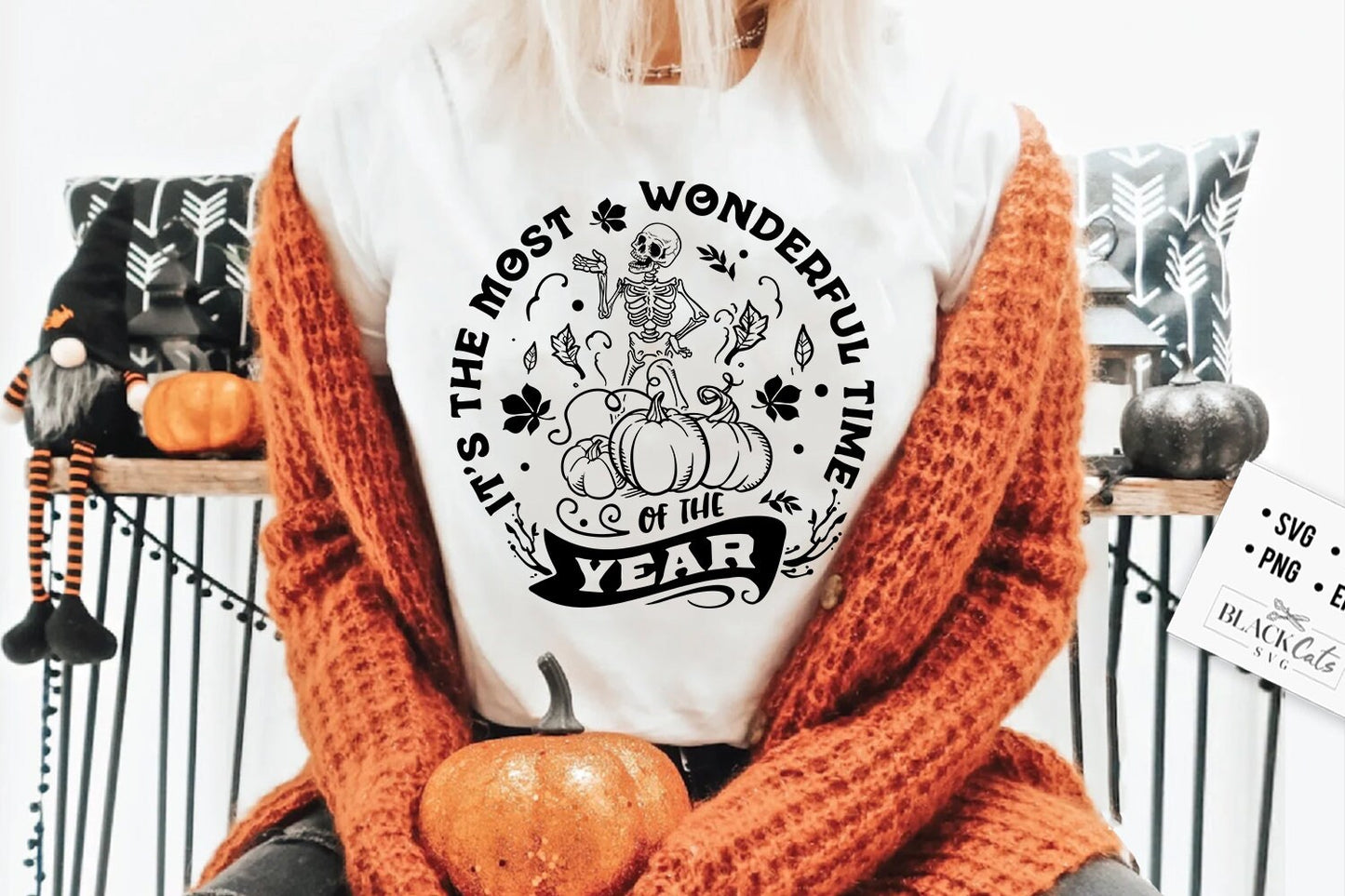 It's the most wonderful time of the year SVG, Pumpkin spice svg, Autumn skull svg, Peace sign skeleton svg, Funny skeleton svg