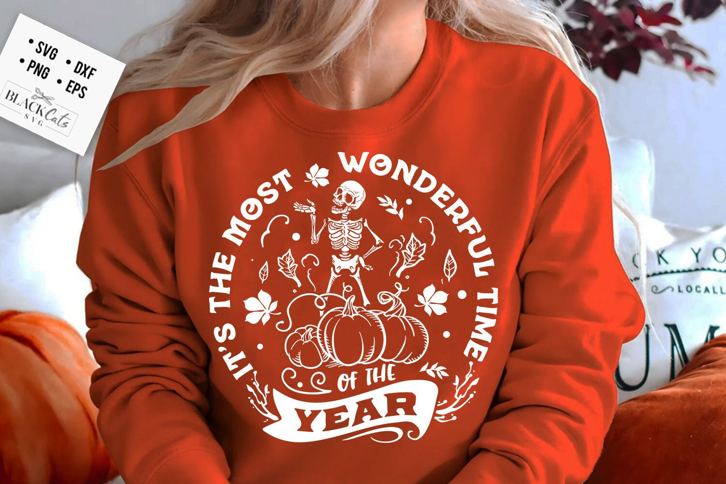It's the most wonderful time of the year SVG, Pumpkin spice svg, Autumn skull svg, Peace sign skeleton svg, Funny skeleton svg