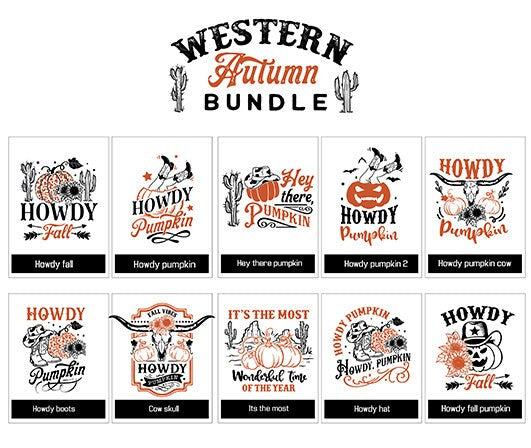 Western autumn Bundle svg, Western fall svg, Western halloween Bundle SVG