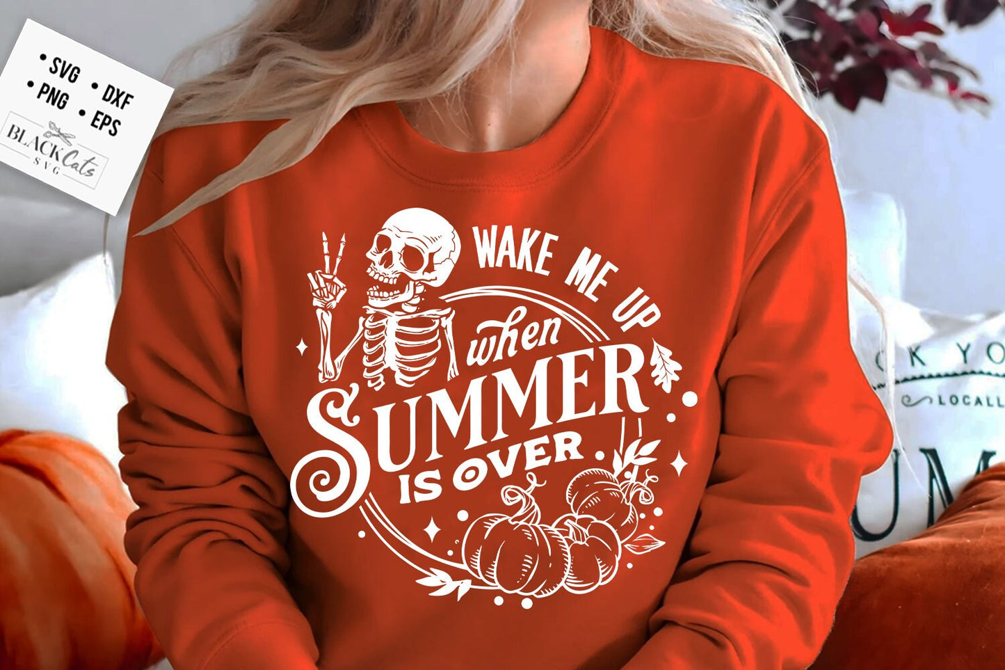 Wake me up when summer is over SVG, Pumpkin spice svg, Autumn skull svg, Peace sign skeleton svg, Funny skeleton svg