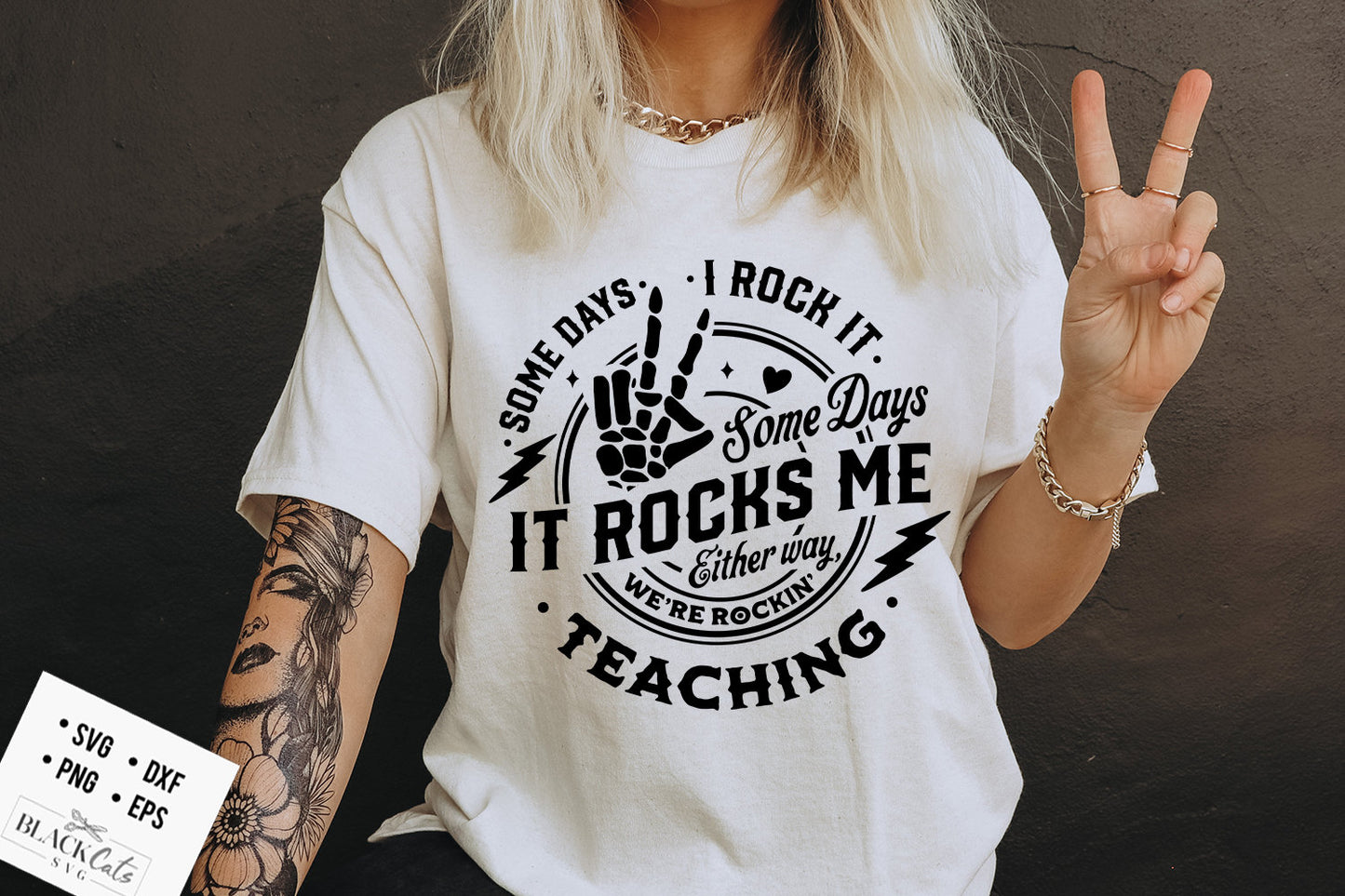 Some days I rock it some days it rocks me svg, Teaching svg, Rocking teacher life svg, Funny teacher skull svg, Teacher Life Svg