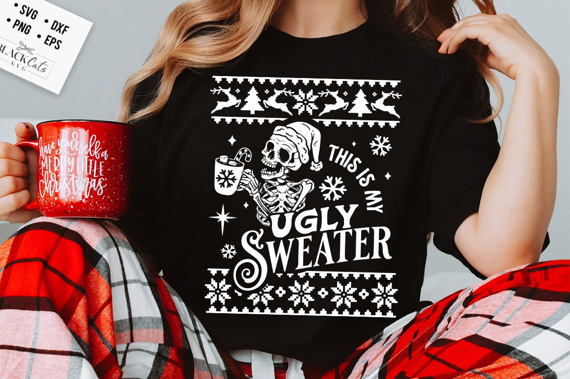 This is my ugly sweater svg, Skeleton Christmas Svg, Skeleton ugly sweater svg, Skull Santa Claus, Christmas Svg, Funny Christmas svg