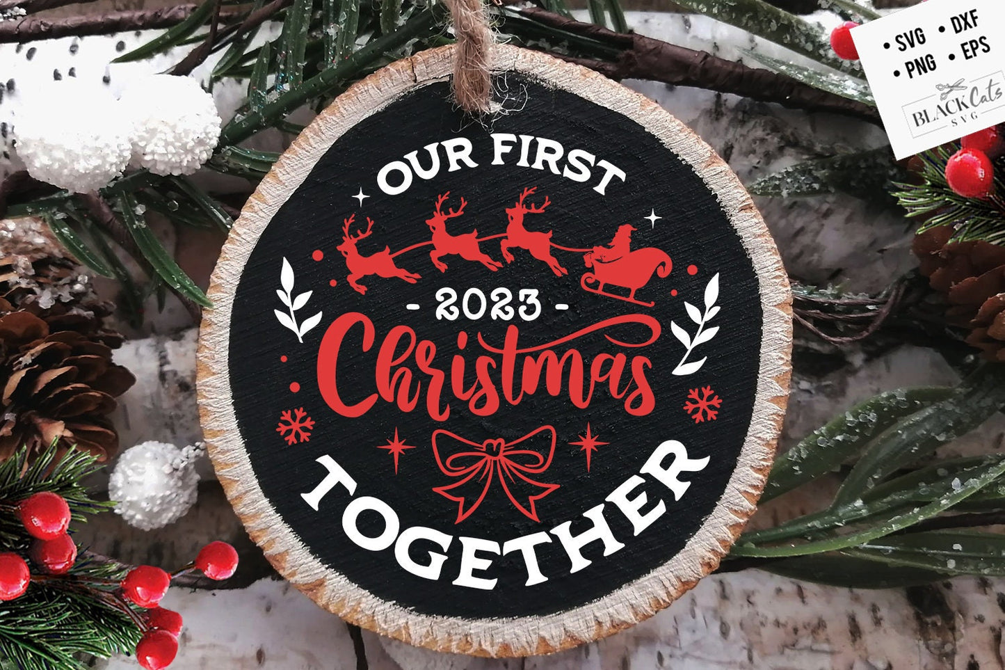 Our First Christmas 2023 svg, First Christmas ornament svg, Our first Christmas, First Christmas round ornament svg, Christmas Together
