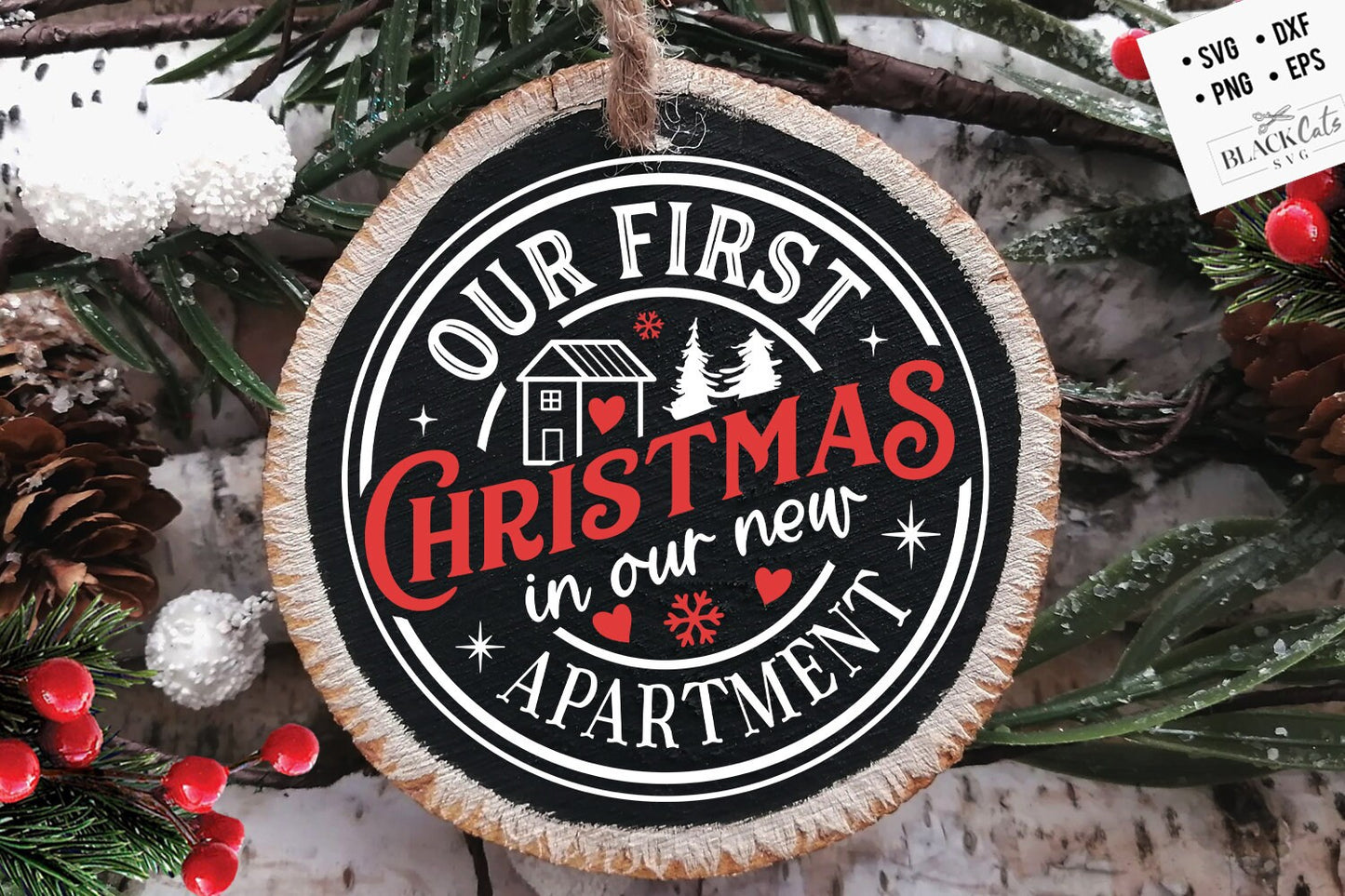 Our First Christmas 2023 svg, New apartment svg, First Christmas ornament svg, Our first Christmas svg, First Christmas round ornament svg